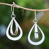 Sterling silver dangle earrings, 'Open Tears' - Open Teardrop Sterling Silver Dangle Earrings from Bali