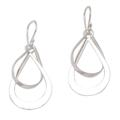 Sterling silver dangle earrings, 'Open Tears' - Open Teardrop Sterling Silver Dangle Earrings from Bali
