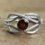 Garnet solitaire ring, 'Captured Gem' - Wire Pattern Garnet Solitaire Ring from Bali (image 2) thumbail