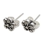 Sterling silver stud earrings, 'Small Curls' - Spiral Pattern Floral Sterling Silver Stud Earrings