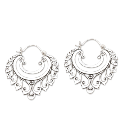 Sterling silver hoop earrings, 'Intricate Curls' - Intricate Sterling Silver Hoop Earrings from Bali