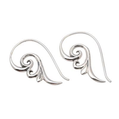 Sterling silver drop earrings, 'Peaceful Curls' - Curling Sterling Silver Dangle Earrings from Bali