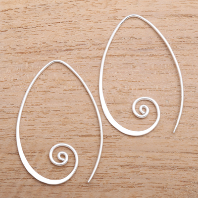 Sterling silver drop earrings, Spiral Curls
