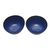 Ceramic bowls, 'Asymmetric Blue' (pair) - Asymmetric Ceramic Bowls in Blue from Bali (Pair)