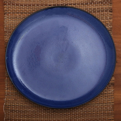 Ceramic dinner plates, Cobalt Cuisine (pair)