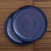 Ceramic salad plates, Cobalt Cuisine (pair)