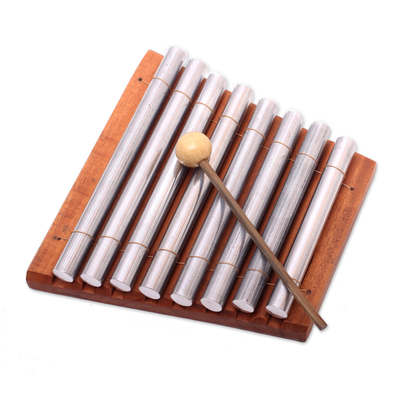 Teak wood xylophone, 'Melodious Voice' - Teak Wood and Aluminum Xylophone Crafted in Bali