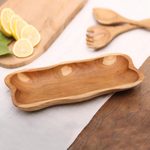 Teak wood appetizer platter, 'Nature's Course' - Wavy Teak Wood Appetizer Platter from Bali