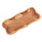 Teak wood appetizer platter, 'Nature's Course' - Wavy Teak Wood Appetizer Platter from Bali