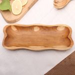 Teak wood appetizer platter, 'Nature's Course' - Wavy Teak Wood Appetizer Platter from Bali