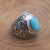 Amazonite cocktail ring, 'Misty Temple' - Oval Amazonite Sterling Silver Scroll Motif Cocktail Ring (image 2c) thumbail