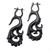 Horn hoop earrings, 'Intricacy Unfurled' - Hand Carved Dark Brown Water Buffalo Horn Hoop Earrings (image 2a) thumbail