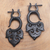Horn drop earrings, 'Naturally Regal' - Hand Carved Brown Water Buffalo Horn Elegant Hoop Earrings