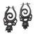 Pendientes de aro de cuerno, 'Elegant Scroll' - Pendientes de aro de remolinos elegantes de cuerno de búfalo de agua tallados a mano