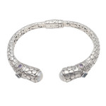 Multi-gemstone cuff bracelet, 'Ocean Kingdom' - Circle Pattern Multi-Gemstone Cuff Bracelet from Bali