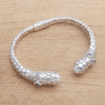 Multi-gemstone cuff bracelet, 'Ocean Kingdom' - Circle Pattern Multi-Gemstone Cuff Bracelet from Bali