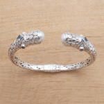 Multi-gemstone cuff bracelet, 'Ocean Kingdom' - Circle Pattern Multi-Gemstone Cuff Bracelet from Bali