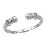 Multi-gemstone cuff bracelet, 'Ocean Kingdom' - Circle Pattern Multi-Gemstone Cuff Bracelet from Bali