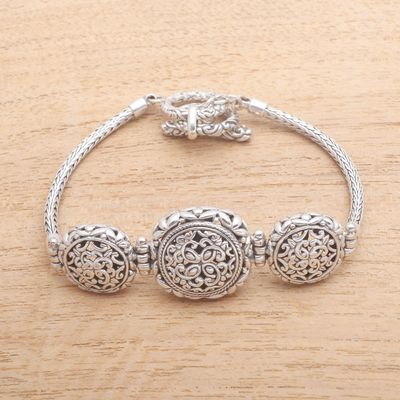 Sterling silver pendant bracelet, 'Triple Enchantment' - Sterling Silver Trio Pendant Bracelet from Bali