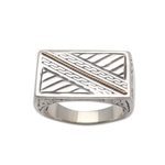 Gold accented sterling silver signet ring, 'Divine Bridge' - Patterned Gold Accented Sterling Silver Signet Ring