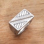 Gold accented sterling silver signet ring, 'Divine Bridge' - Patterned Gold Accented Sterling Silver Signet Ring
