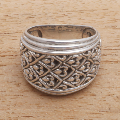 Sterling silver band ring, Intricate Pattern