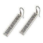 Sterling silver dangle earrings, 'Heirloom Rectangles' - Rectangular Patterned Sterling Silver Dangle Earrings