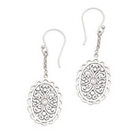 Sterling silver dangle earrings, 'Intricate Ovals' - Openwork Pattern Oval Sterling Silver Dangle Earrings