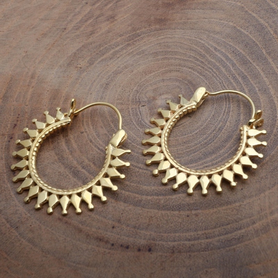Gold plated hoop earrings, 'Radiant Sparkle' - High Polish 18k Gold Plated Hoop Earrings