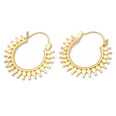 Gold plated hoop earrings, 'Radiant Sparkle' - High Polish 18k Gold Plated Hoop Earrings
