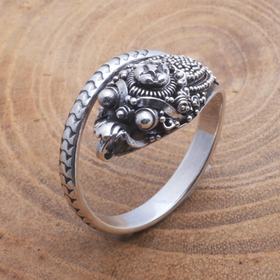 Sterling silver cocktail ring, 'Mythical Snake' - Sterling Silver Mythical Snake Cocktail Ring from Bali