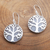 Sterling silver dangle earrings, 'Misty Trees' - Sterling Silver and Resin Tree Dangle Earrings from Bali
