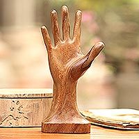 Wood sculpture, 'Man's Palm' - Hand-Carved Suar Wood Hand Sculpture from Bali