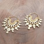 Gold plated hoop earrings, 'Golden Celebration' - Artisan Crafted 18k Gold Plated Hoop Earrings from Bali