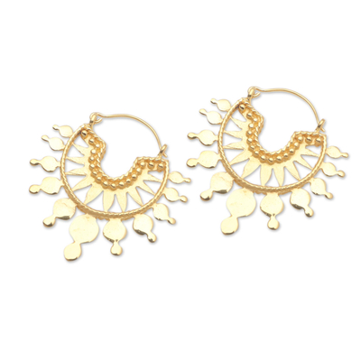 Gold plated hoop earrings, 'Golden Celebration' - Artisan Crafted 18k Gold Plated Hoop Earrings from Bali