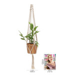 Cotton macrame flower pot hanger, 'Pure Home' - Hand-Knotted White Cotton Macrame Hanger from Bali
