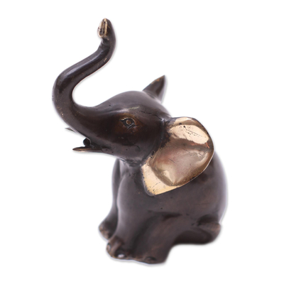 Antiqued Bronze Elephant Figurine from Bali
