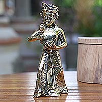 Bronze sculpture, 'Gong Player' - Bronze Sculpture of a Traditional Gong Player from Bali