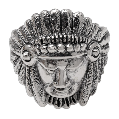 Sterling silver ring, 'Tribal Chief' - Tribal Chief Sterling Silver Ring Crafted in Bali