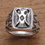 Sterling silver signet ring, 'Ancient Eagle' - Sterling Silver Eagle Signet Ring Crafted in Bali