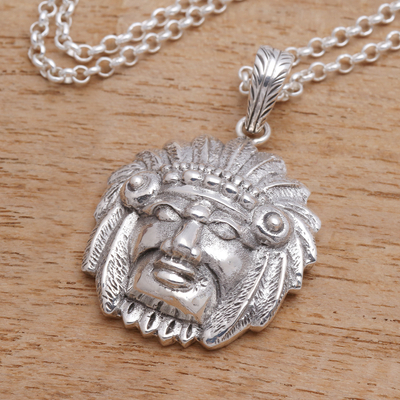 Collar colgante de plata esterlina - Collar con colgante de jefe tribal de plata esterlina de Bali