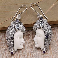 Multi-gemstone dangle earrings, 'Wise and Wonderful' - Amethyst Blue and Blue Topaz Sterling Silver Dangle Earrings