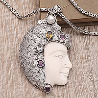 Multi-gemstone pendant necklace, 'Wise and Wonderful'