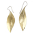 Brass drop earrings, 'Antique Leaves' - Leaf-Shaped Modern Drop Earrings in Brass from Bali (image 2a) thumbail