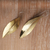 Brass drop earrings, 'Antique Leaves' - Leaf-Shaped Modern Drop Earrings in Brass from Bali (image 2b) thumbail