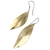 Brass drop earrings, 'Antique Leaves' - Leaf-Shaped Modern Drop Earrings in Brass from Bali (image 2c) thumbail