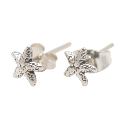 Sterling silver stud earrings, 'Cute Starfish' - Sterling Silver Starfish Stud Earrings from Bali