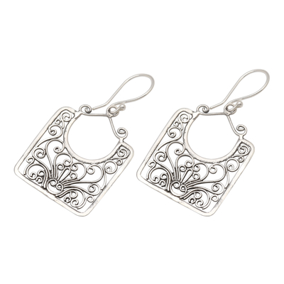 Sterling silver dangle earrings, 'Princess Baskets' - Openwork Swirl Pattern Sterling Silver Dangle Earrings