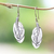 Sterling silver dangle earrings, 'Tufted Feathers' - Feather-Shaped Sterling Silver Dangle Earrings from Bali (image 2) thumbail