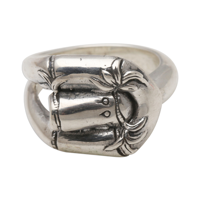 Sterling silver band ring, 'Clever Bamboo' - Sterling Silver Bamboo Trio Band Ring from Bali